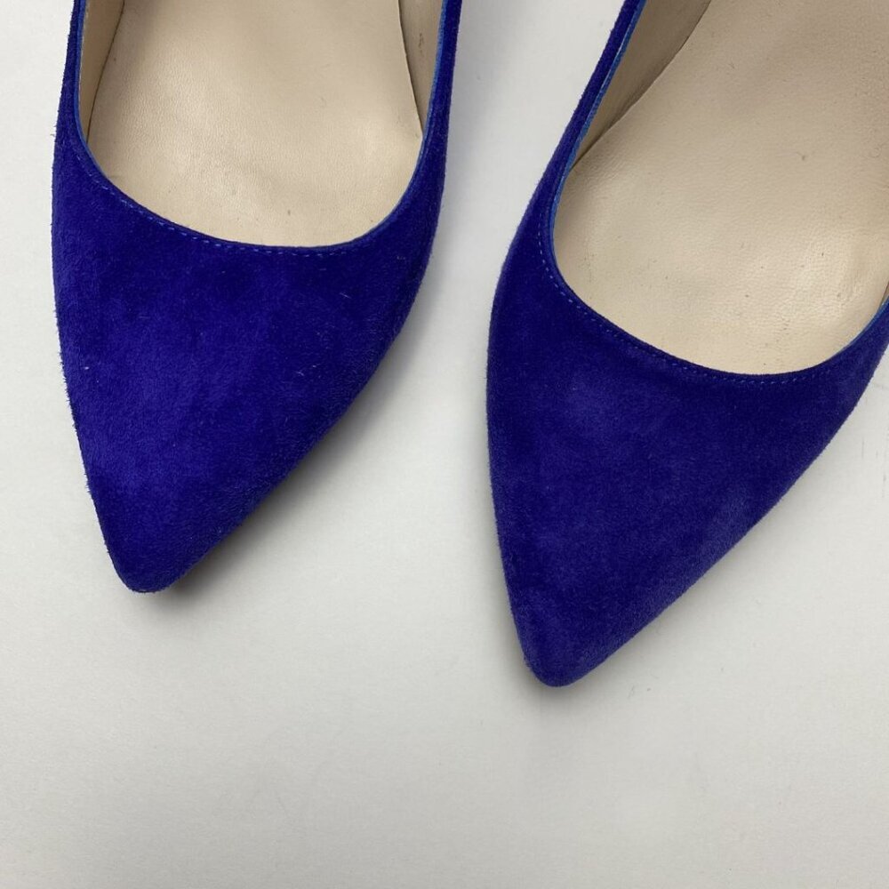 MINELLI Paris Royal Blue Suede Pointed Toe Pumps Size 38 - Picture 3 of 12